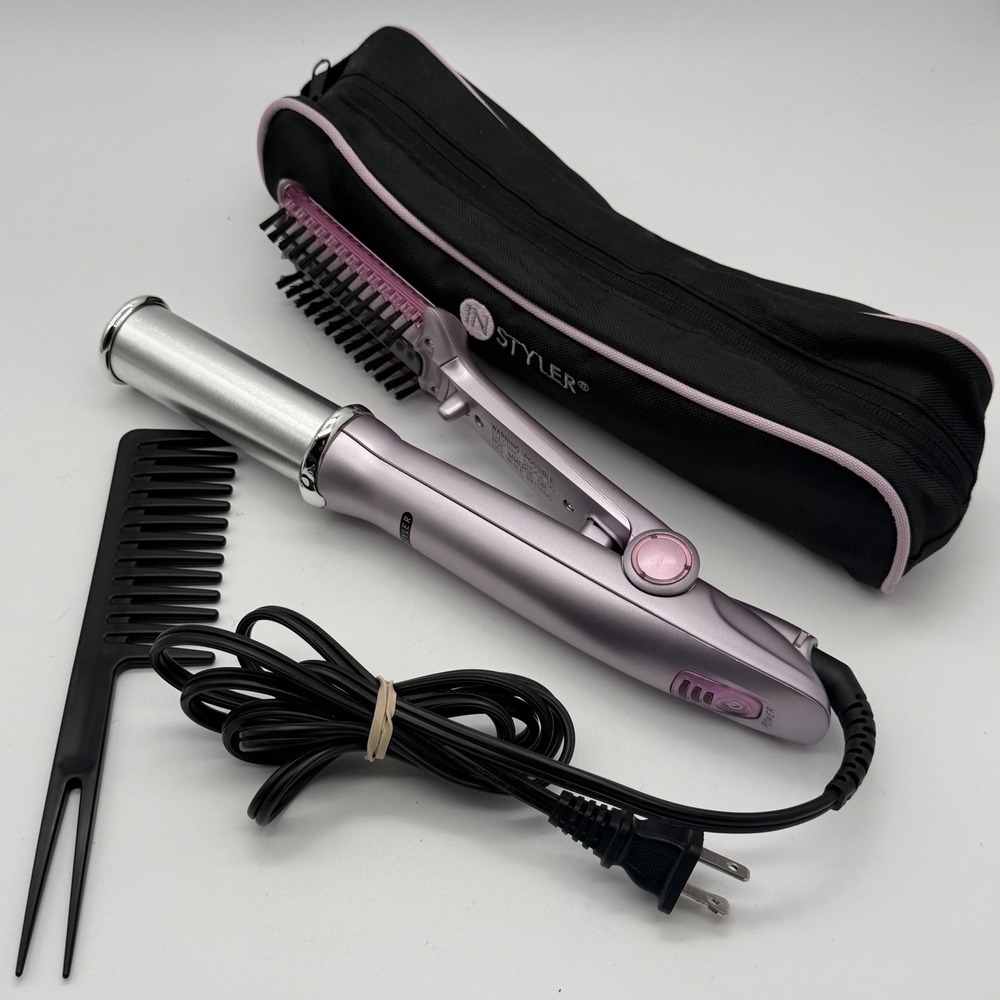 InStyler IS1001 Rotating Hot Iron 1.25” Pink Lavender w Case Comb 135W